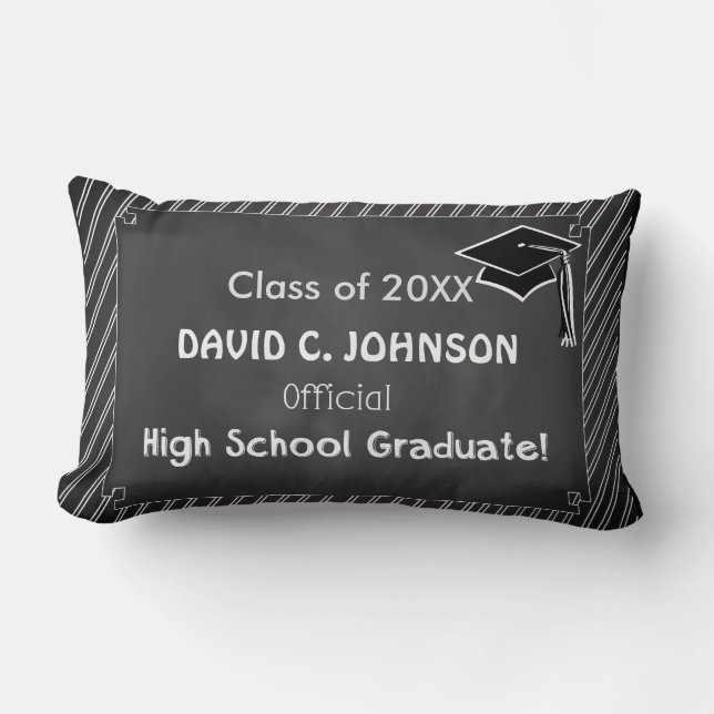 Custom Graduation Congratulations Chalkboard Look Lumbar Pillow (Front)