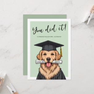 Custom Graduation Cute Golden Retriever Card