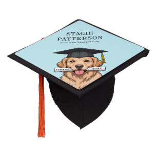 Custom Graduation Cute Golden Retriever Dog Cap Topper