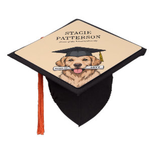 Custom Graduation Cute Golden Retriever Dog Cap Topper