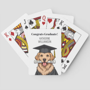 Custom Graduation Cute Golden Retriever Dog Playing Cards