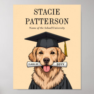 Custom Graduation Cute Golden Retriever Dog Poster