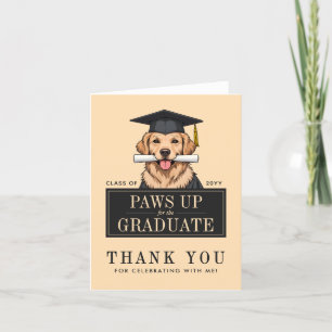 Custom Graduation Cute Golden Retriever Dog Thank You Card