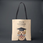 Custom Graduation Cute Golden Retriever Dog Tote Bag<br><div class="desc">Custom Graduation Cute Golden Retriever Dog with Grad Hat Gifts!</div>