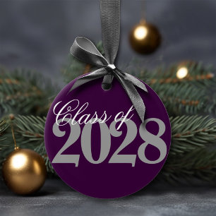 Custom Graduation   Eggplant Grey Grad Keepsake Ceramic Ornament