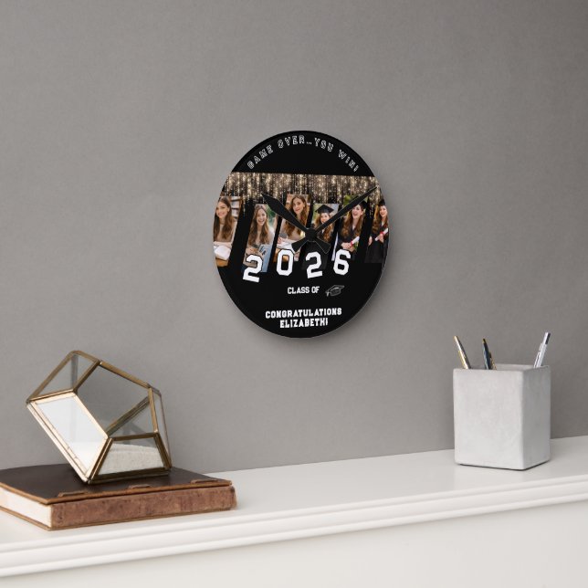 Custom Graduation Gift Photo Wall Clock (Office)