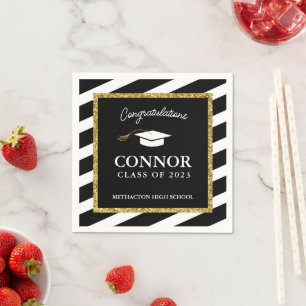 Custom Graduation Gold Glitter Graduation Party Napkin