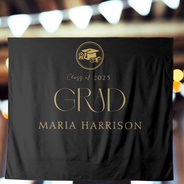 Custom Graduation Gold on Black Tapestry (Creator Uploaded)