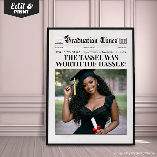 Custom Graduation Newspaper, Chic Graduation Party Poster