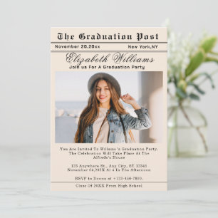 Custom  Graduation Newspaper Unique Photo Invitation