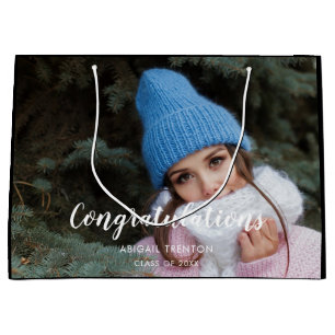 Custom Graduation or Wedding Day Photo Large Gift Bag