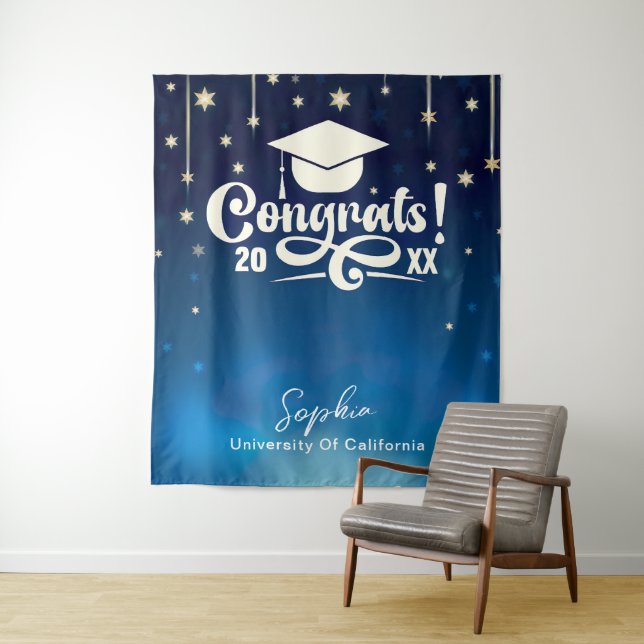 Custom Graduation Party Decor 2025 Photo Booth Tapestry (In Situ)