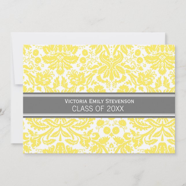 Custom Graduation Party Invitation Lemon Grey (Front)