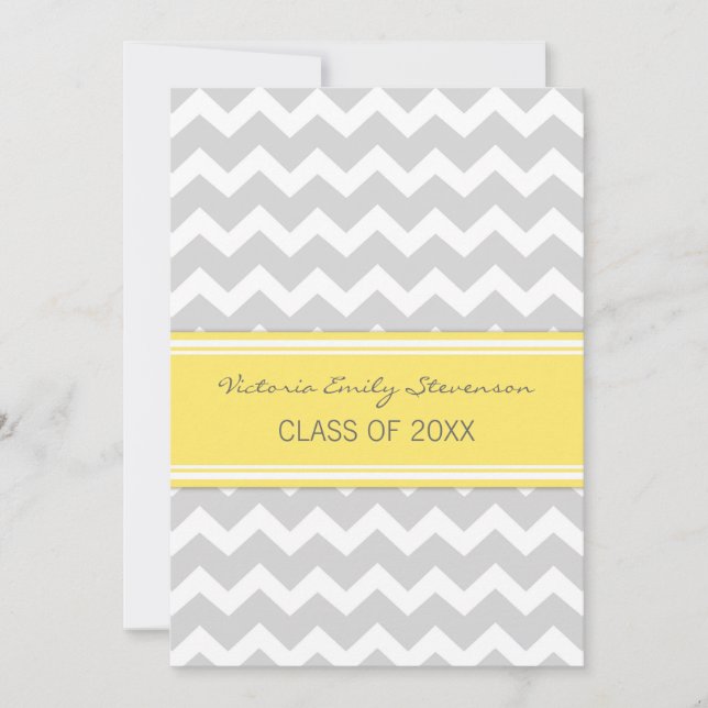 Custom Graduation Party Invitation Yellow Chevron (Front)