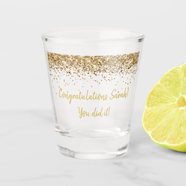 Custom Graduation Party Personalized Graduate Gold Shot Glass (Front)