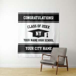 Custom graduation party photo booth backdrop tapestry