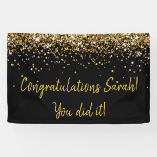 Custom Graduation Party Photo Booth Black & Gold Banner