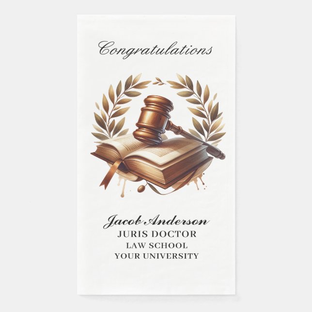 Custom Graduation Personalized JD Name  Napkin (Front)