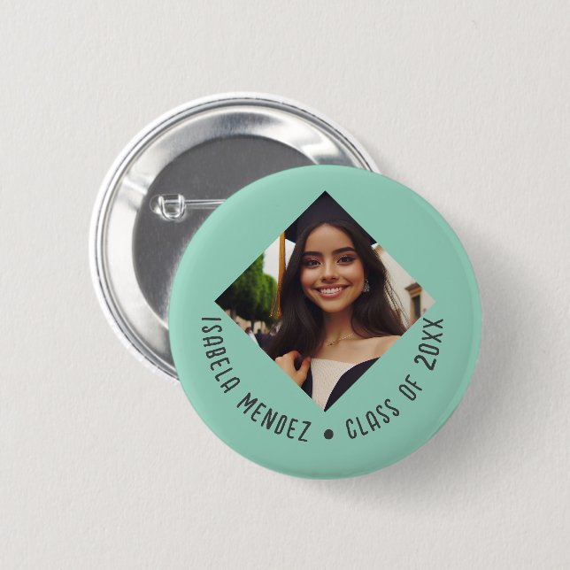 Custom Graduation Photo Announcement 2 Inch Round Button (Front & Back)