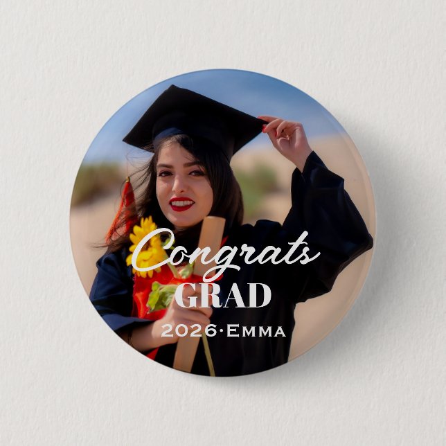 Custom Graduation Photo Button Badge (Front)
