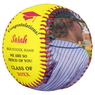 Custom Graduation Photo Class Of 2025   Red Softball