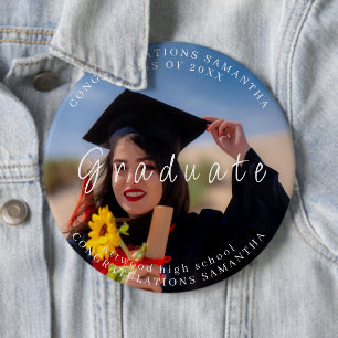 Custom Graduation Photo Text Round Button