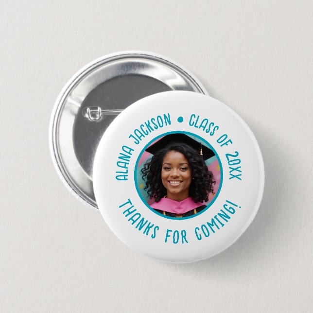 Custom Graduation Photo Thank You Favour 2 Inch Round Button (Front & Back)