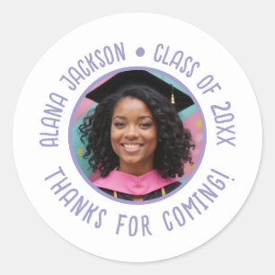 Custom Graduation Photo Thank You Favour Classic Round Sticker