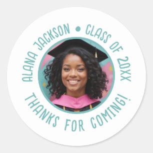 Custom Graduation Photo Thank You Favour Classic Round Sticker
