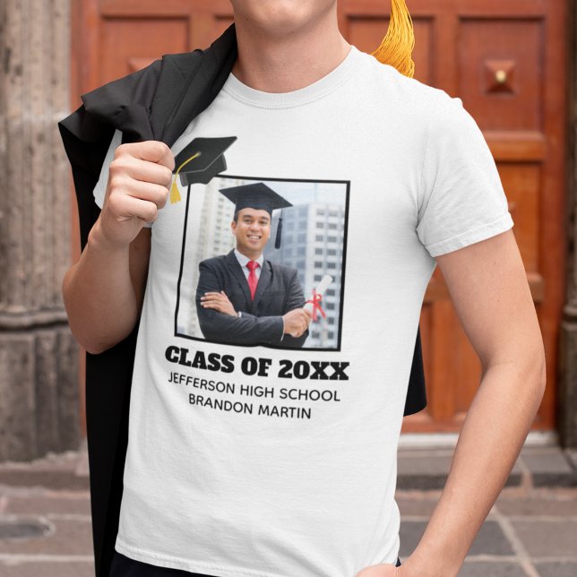 Custom Graduation Senior Portrait Photo 2025 Class T-Shirt (Creator Uploaded)