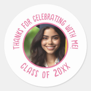 Custom Graduation Thank You Photo Classic Round Sticker