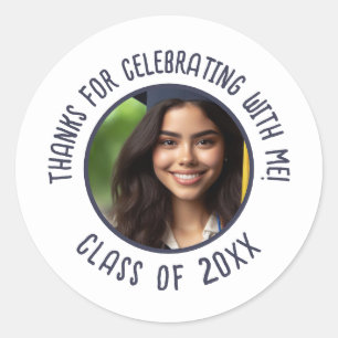 Custom Graduation Thank You Photo Classic Round Sticker
