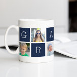 Custom Grampa Grandfather Photo Collage Coffee Mug<br><div class="desc">Create a sweet keepsake for a beloved grandpa this Father's Day or Grandparents Day with this simple design that features six of your favourite Instagram photos, arranged in a collage layout with alternating squares in navy blue, spelling out "Grampa." Personalize with favourite photos of his grandchildren for a treasured gift...</div>