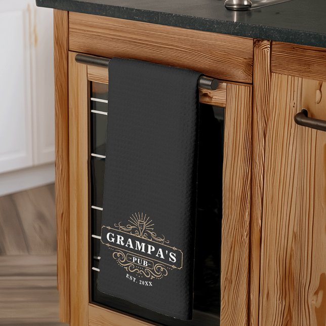 Custom Grampa's Pub Year Established Kitchen Towel (Creator Uploaded)