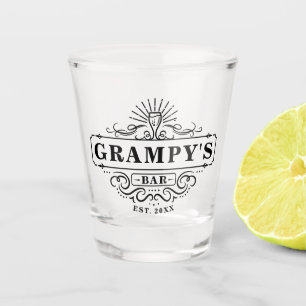 Custom Grampy's Bar Year Established Shot Glass