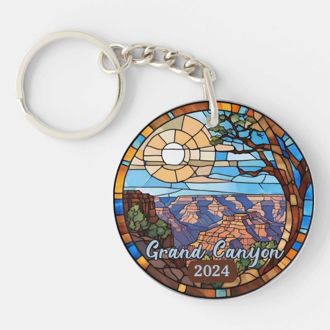 Custom Grand Canyon Faux Stained Glass  Keychain (Front)