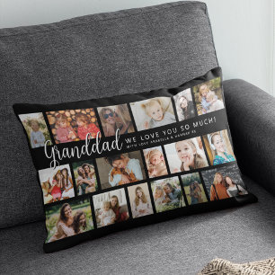 Custom Grandad 18 Photo Collage Lumbar Pillow