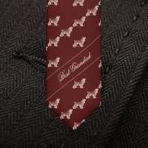 Custom Grandad Gift Burgundy Dog Pattern Tie