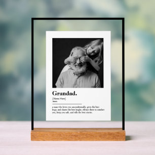 Custom Grandad Gift Dictionary Definition Photo Acrylic Sign