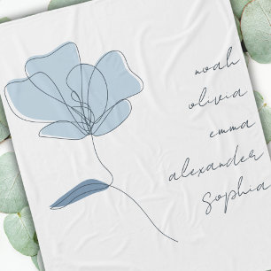 Custom Grandchildren Names Minimal Floral Script Fleece Blanket