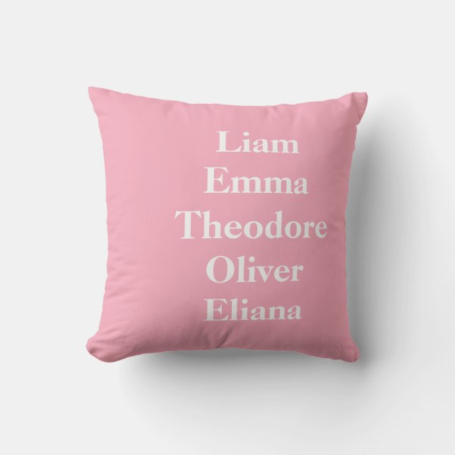 Custom Grandchildren Names pastel Throw Pillow (Front)