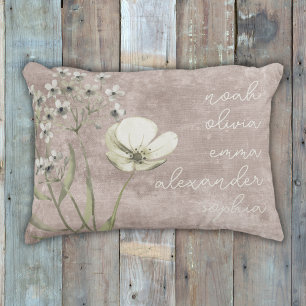 Custom Grandchildren Names Rustic Floral Script Accent Pillow