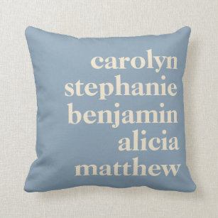 Custom Grandchildren Names Stylish Rustic Blue Throw Pillow