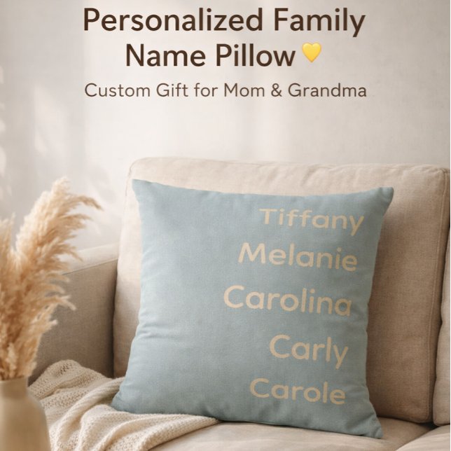 Custom Grandchildren Names Stylish Rustic Sage Throw Pillow (Creator Uploaded)