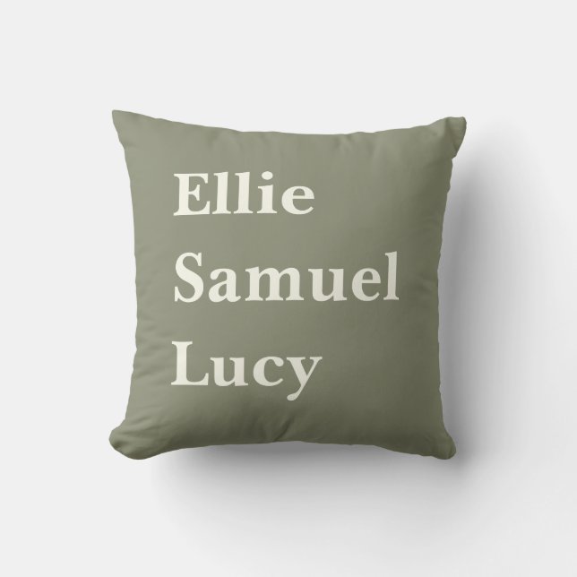 Custom Grandchildren Names Stylish Rustic Throw Pillow (Front)