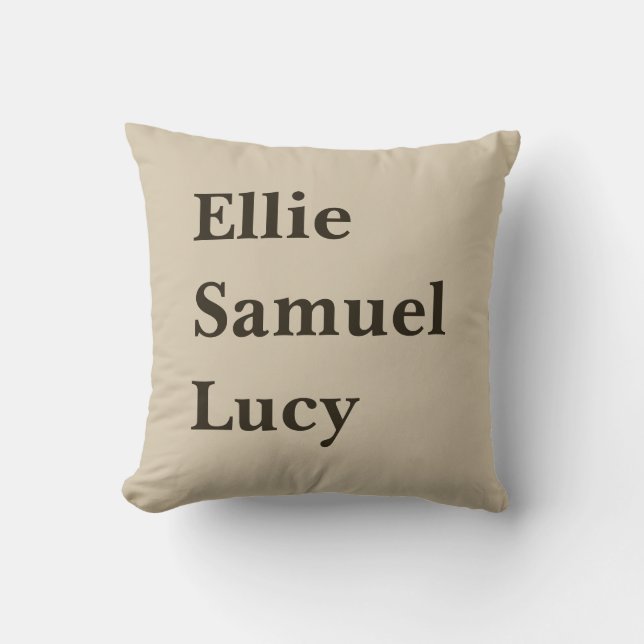 Custom Grandchildren Names Stylish Rustic Throw Pillow (Front)