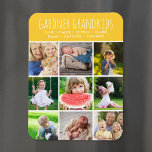 Custom Grandkids Names Instagram 9 Photo Collage Magnet<br><div class="desc">Custom printed photo magnets personalized with your family photos and text. Add your grandchildren's names or other custom text with space for 9 square Instagram photos. Use the design tools to choose any background colour, add more photos and edit the text fonts and colours to create a unique one of...</div>