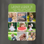 Custom Grandkids Names Instagram 9 Photo Collage Magnet<br><div class="desc">Custom printed photo magnets personalized with your family photos and text. Add your grandchildren's names or other custom text with space for 9 square Instagram photos. Use the design tools to choose any background colour, add more photos and edit the text fonts and colours to create a unique one of...</div>