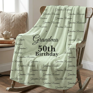 Custom Grandma 50th birthday personalized name Sherpa Blanket