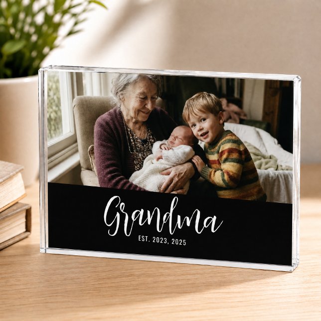 Custom Grandma Established Modern Script  Photo Block (Creator Uploaded)
